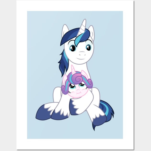 Shining Armor holding Flurry Heart Wall Art by CloudyGlow